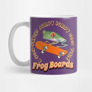 Funny Cute Red Eyed Tree Frog Riding Skateboard Mug